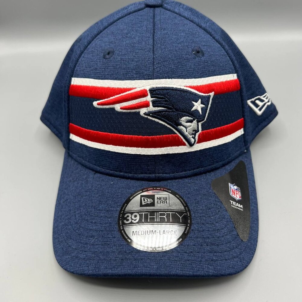 New England Patriots Hat Men M-L Blue 39Thirty New Era‎ Stretch Fitted Cap New